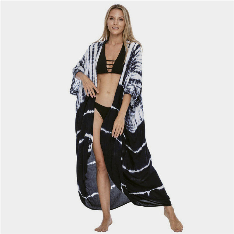 Sexy Beach Cardigan Cover Up One Size Blue and White