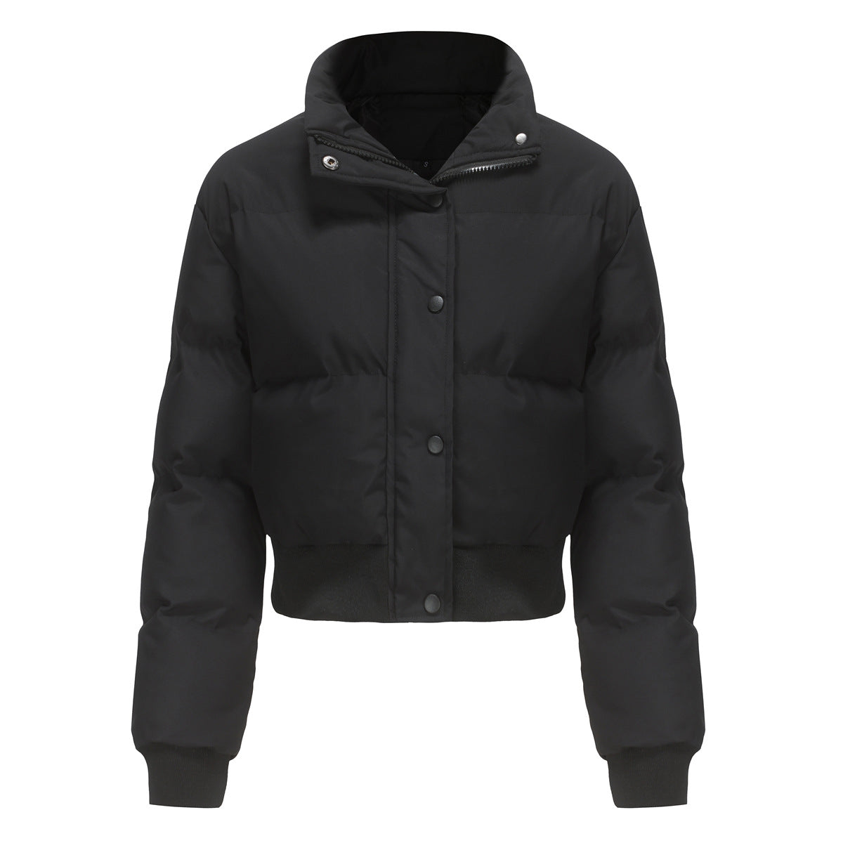 Short Cotton Padded Jacket Black