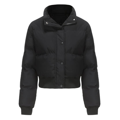 Short Cotton Padded Jacket Black