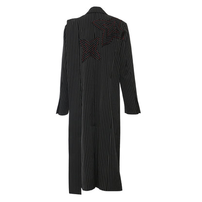 Striped Floral Long Blazer Coat