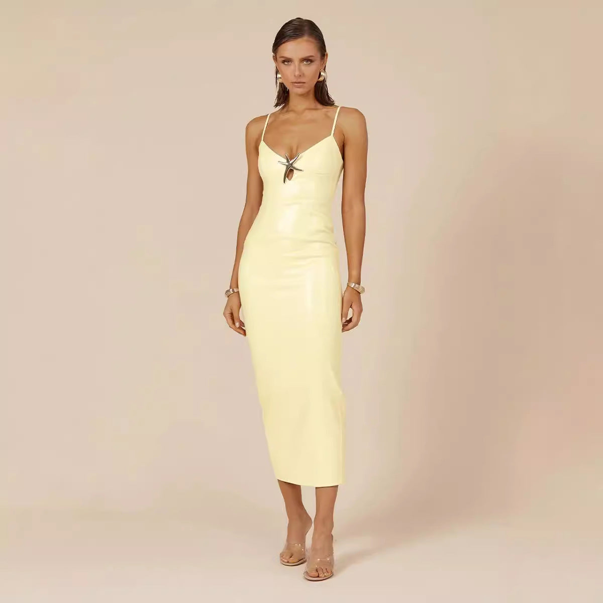 Multi Color Sequined Maxi Apricot