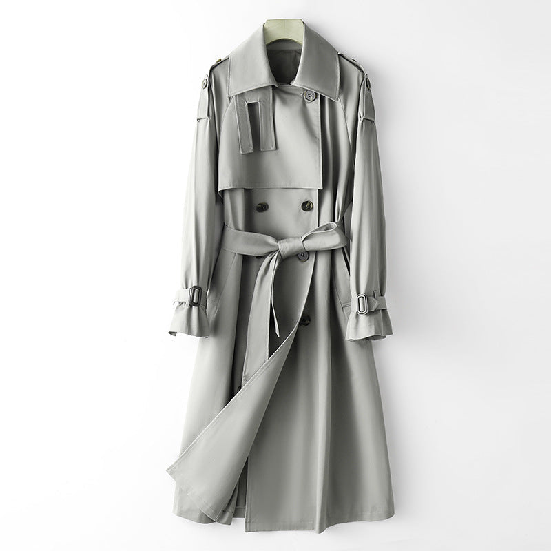 Overknee Slimming Trench Coat Gray