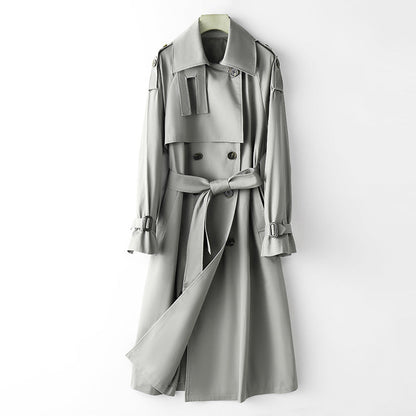 Overknee Slimming Trench Coat Gray