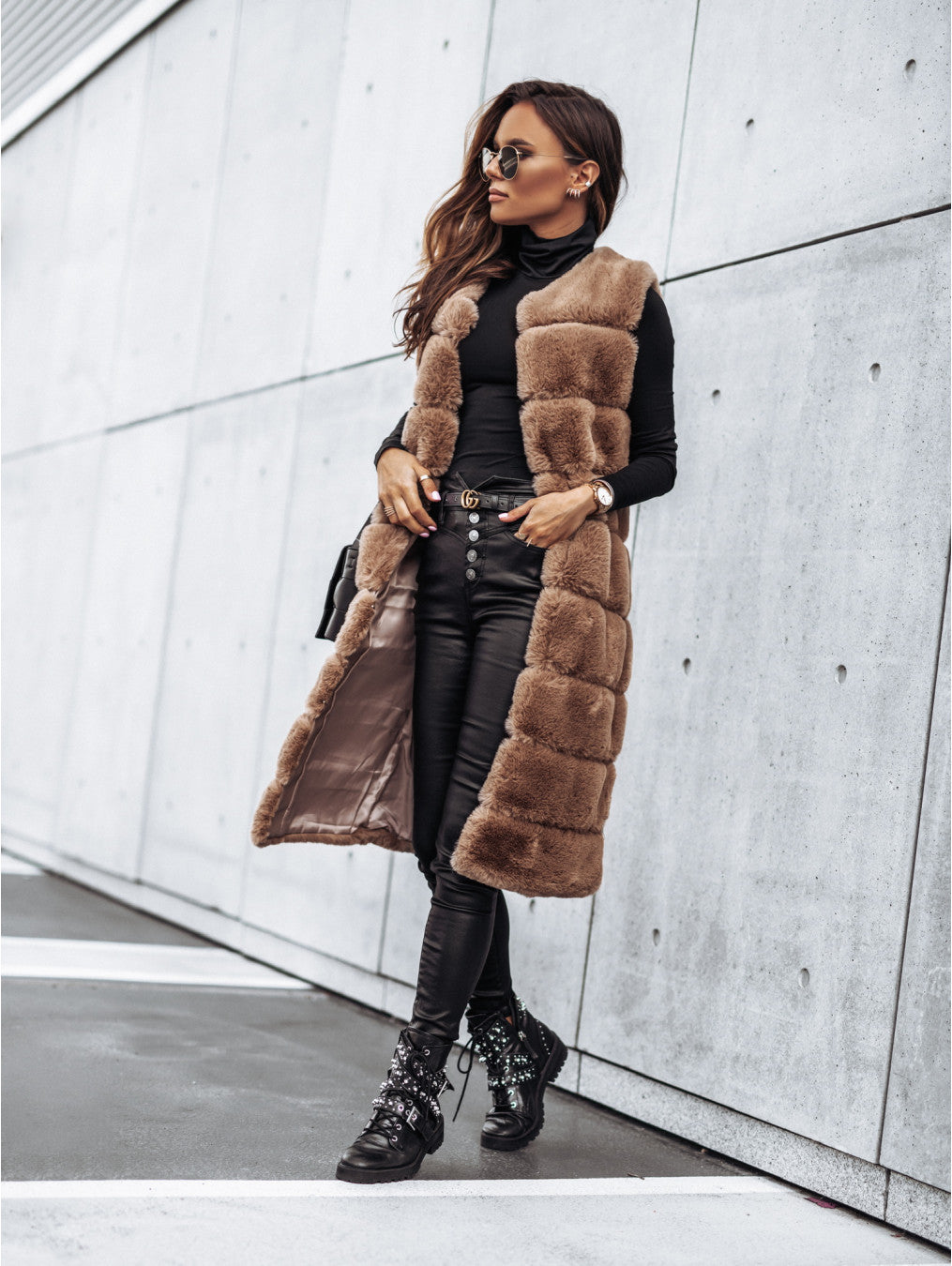 Fur Long Vest Coat
