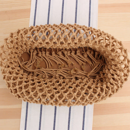 Solid Color Net Hand-Woven Bag Handmade Shoulder Bag