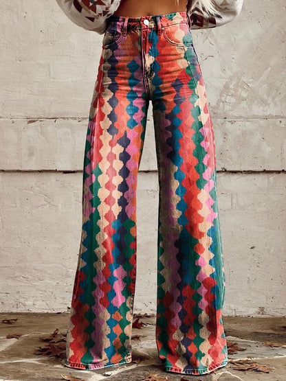 Clidress Vintage Wide Leg Denim Feel Pants