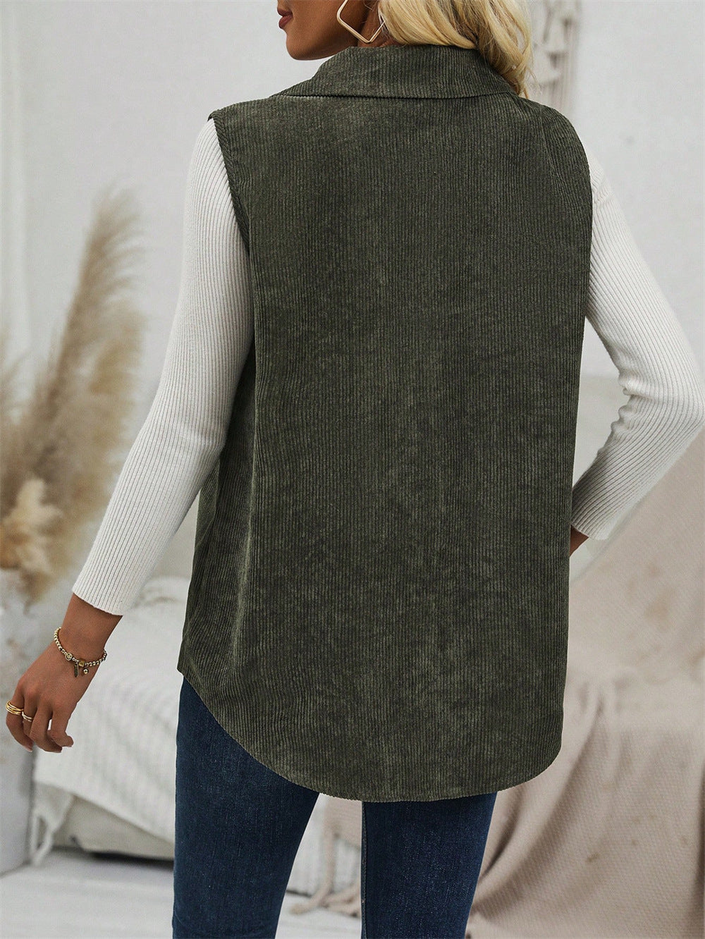 Corduroy Collared Vest Shacket
