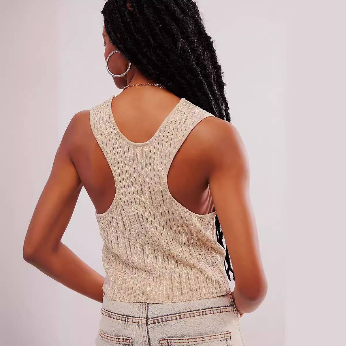 Wool Button Cardigan Vest