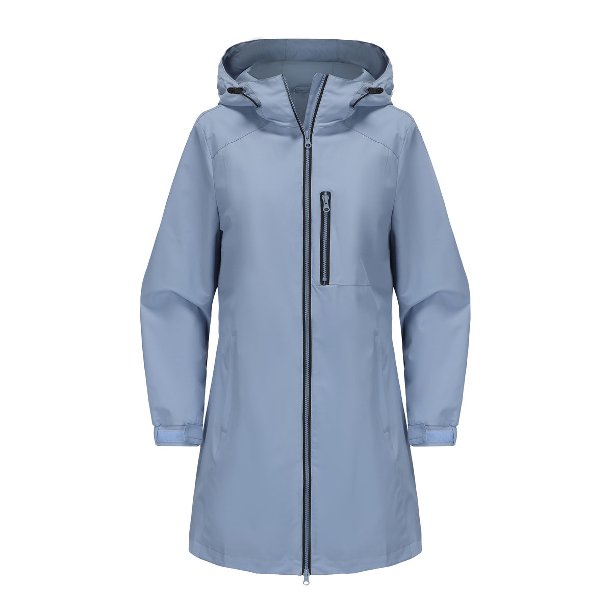 Waterproof Hooded Windbreaker Coat Light Blue