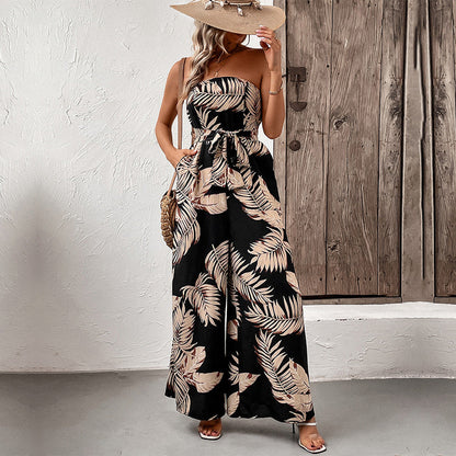 Floral Print Jumpsuit Black