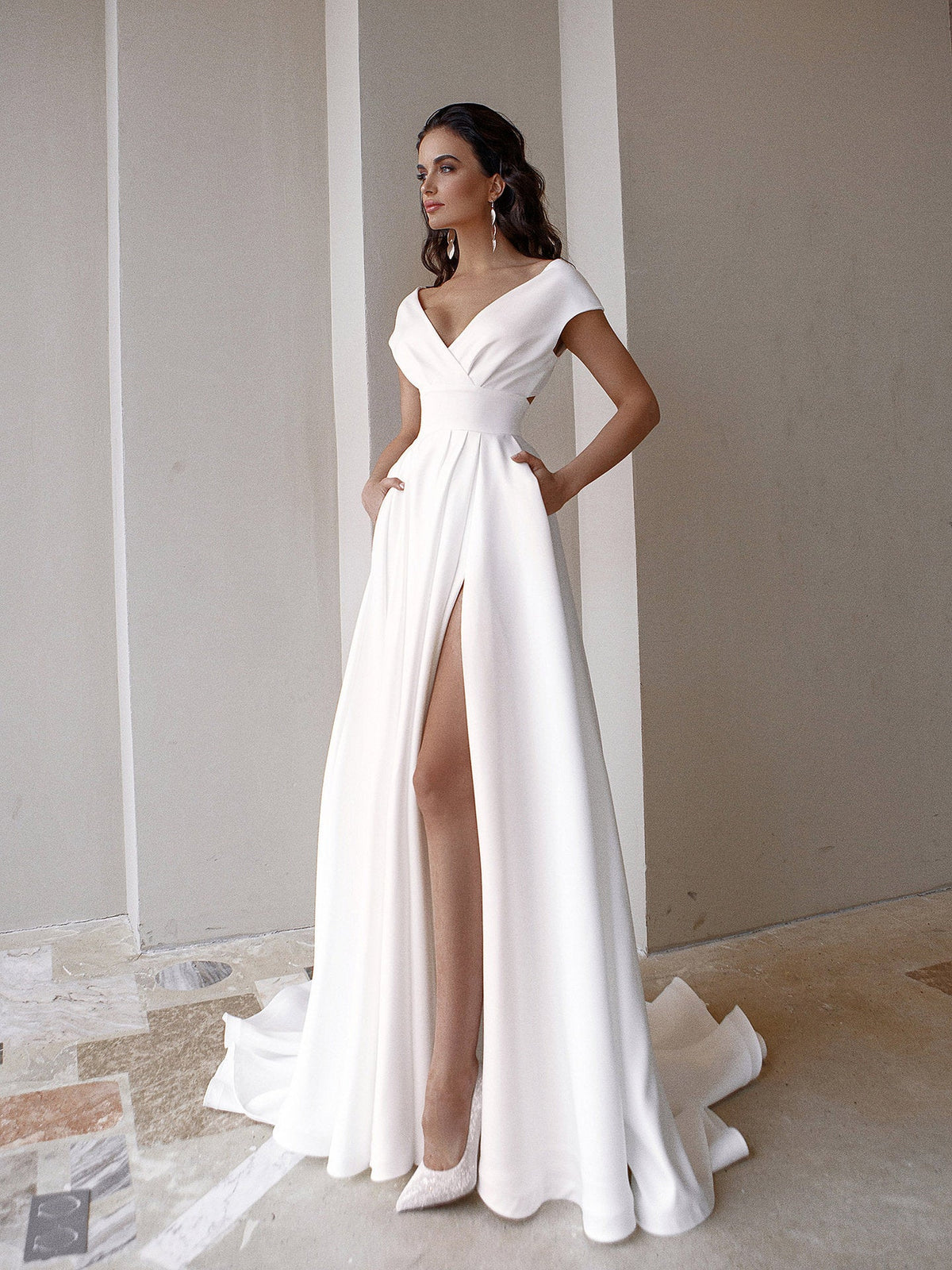 Melrose White Off Shoulder Elegant Gown