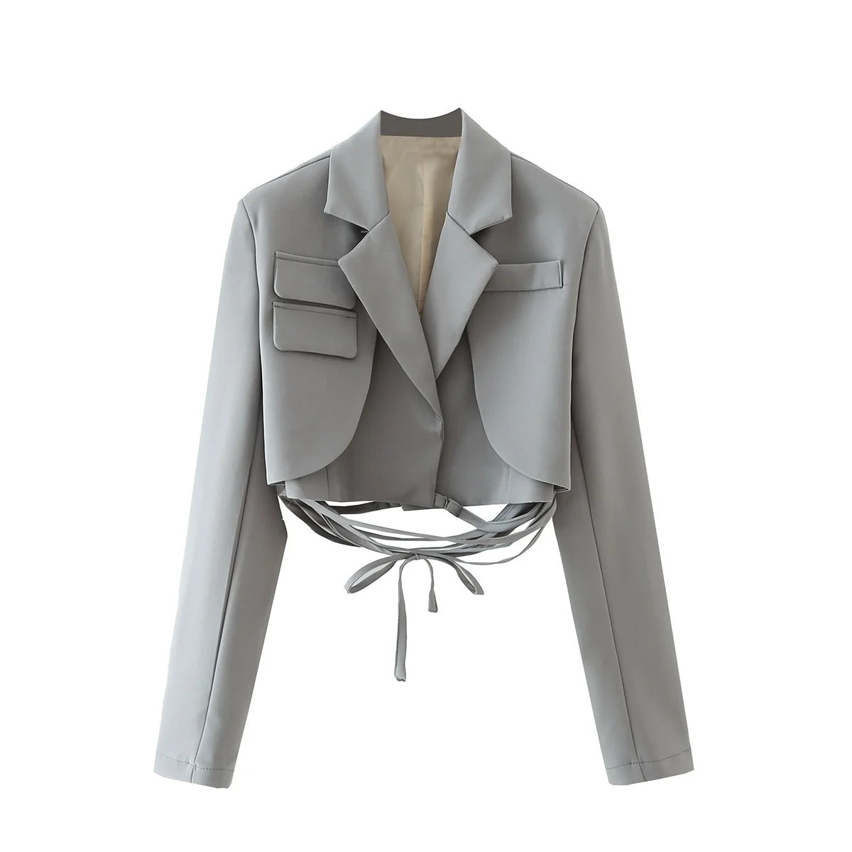 Lace Short Blazer Gray