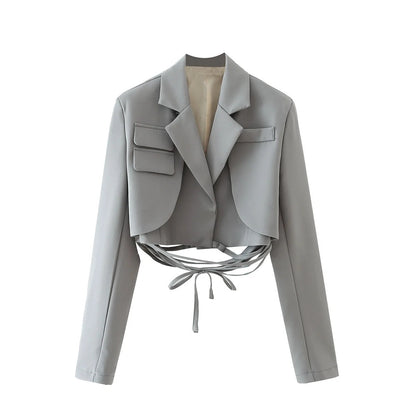 Short Trendy Blazer Gray