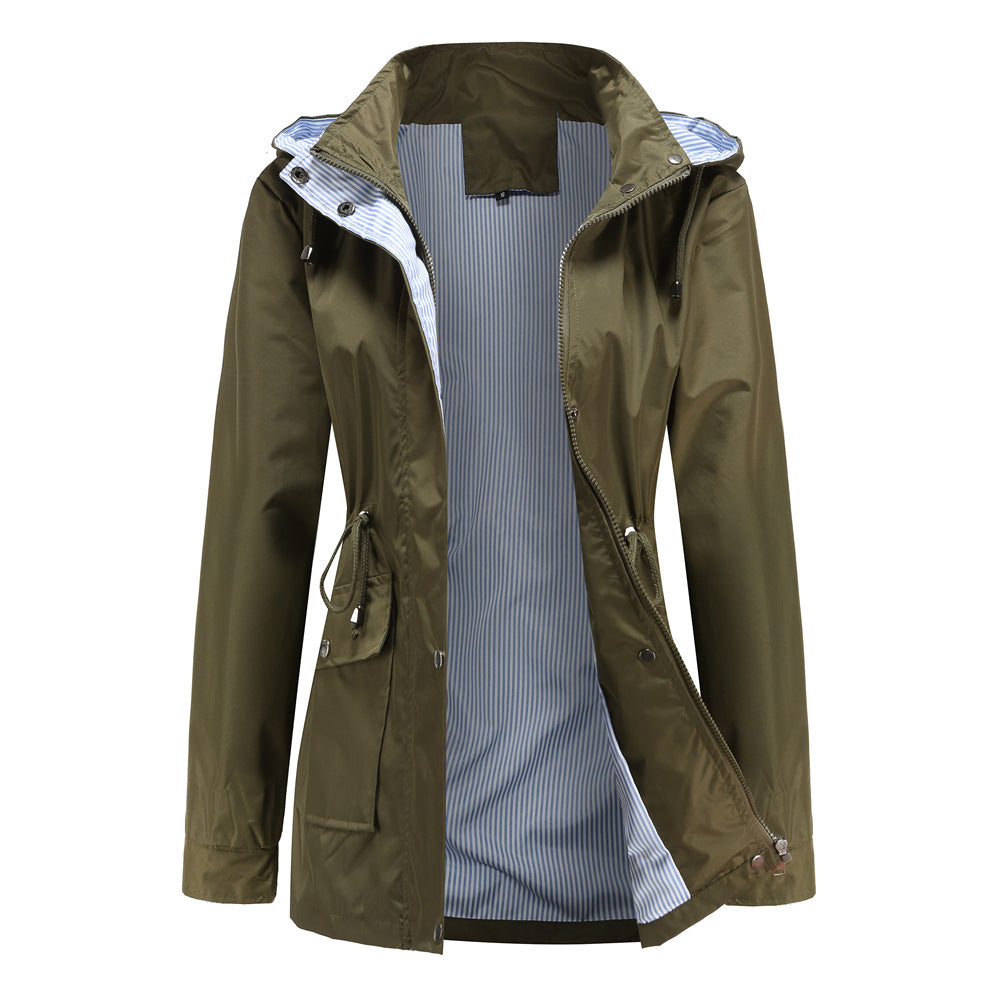 Detachable Hood Windbreaker Olive Green