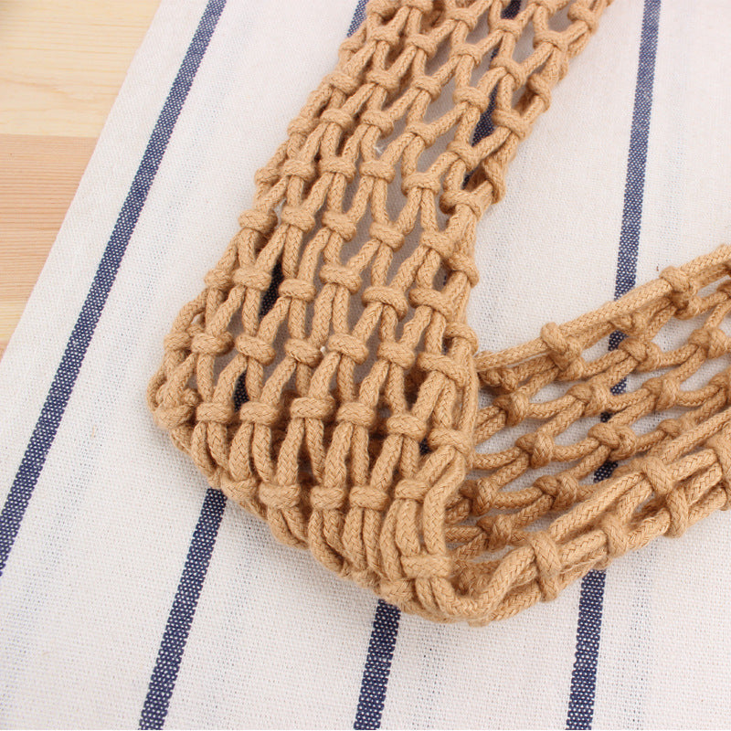 Solid Color Net Hand-Woven Bag Handmade Shoulder Bag
