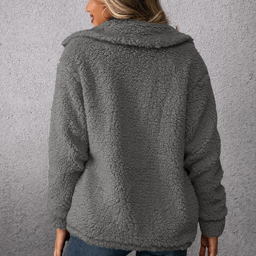 Plush Lamb Wool Trench Coat Jacket