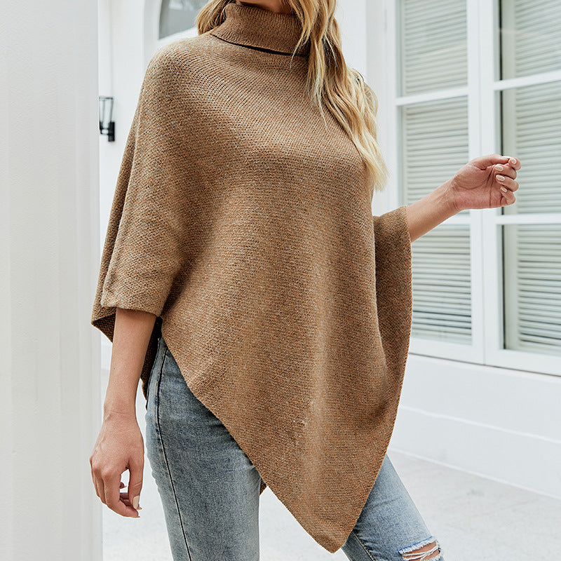 Solid Color Turtle Neck Shawl