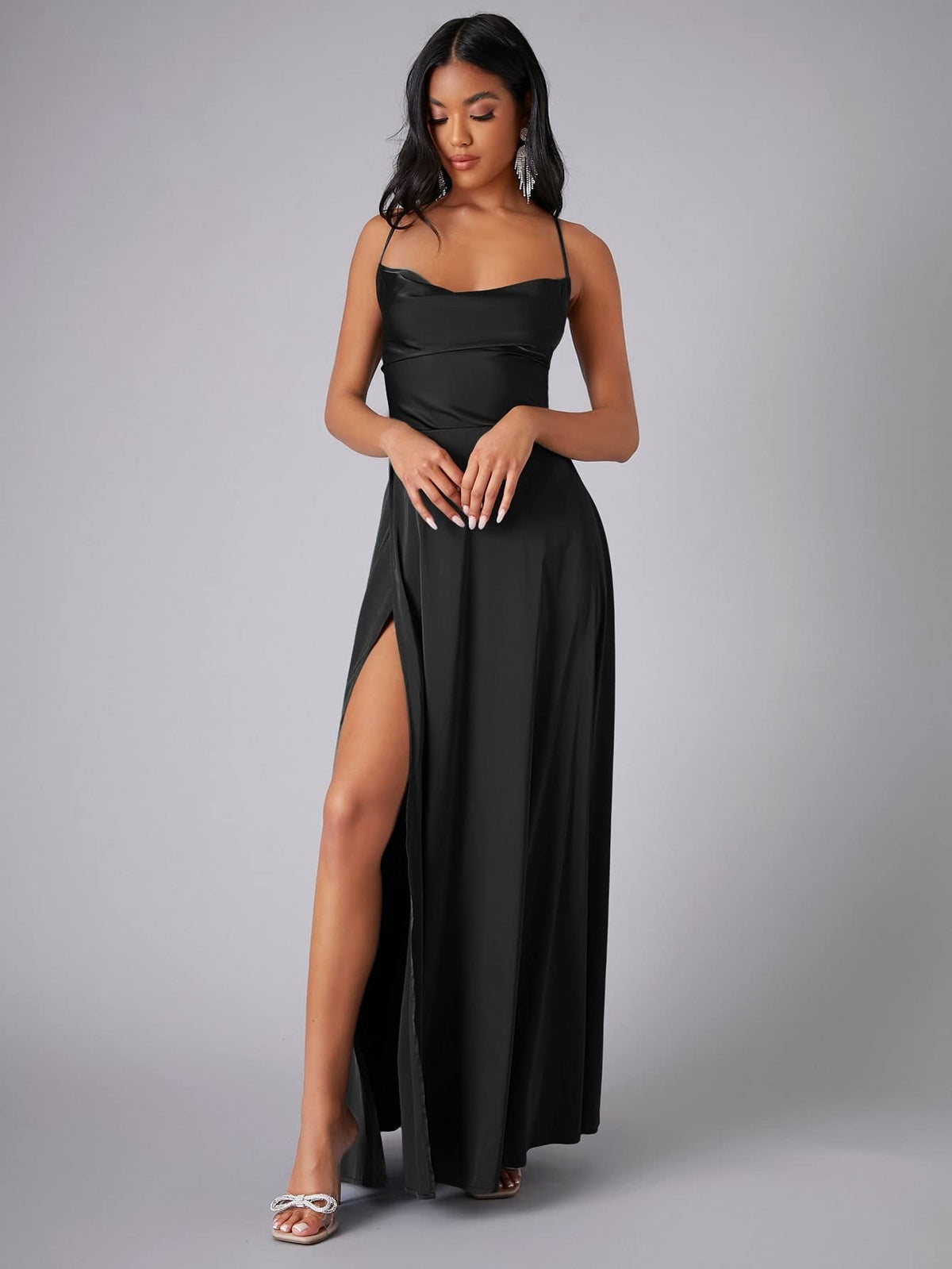 Solid Sexy Special Occasion Dress Black