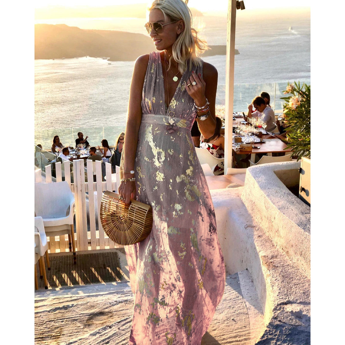 Sexy Plunge V Neck Resort Dress