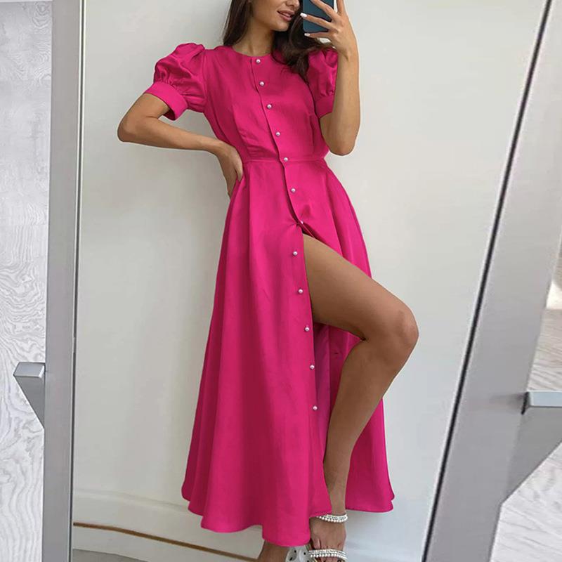 Solid Color Maxi Dress Pink