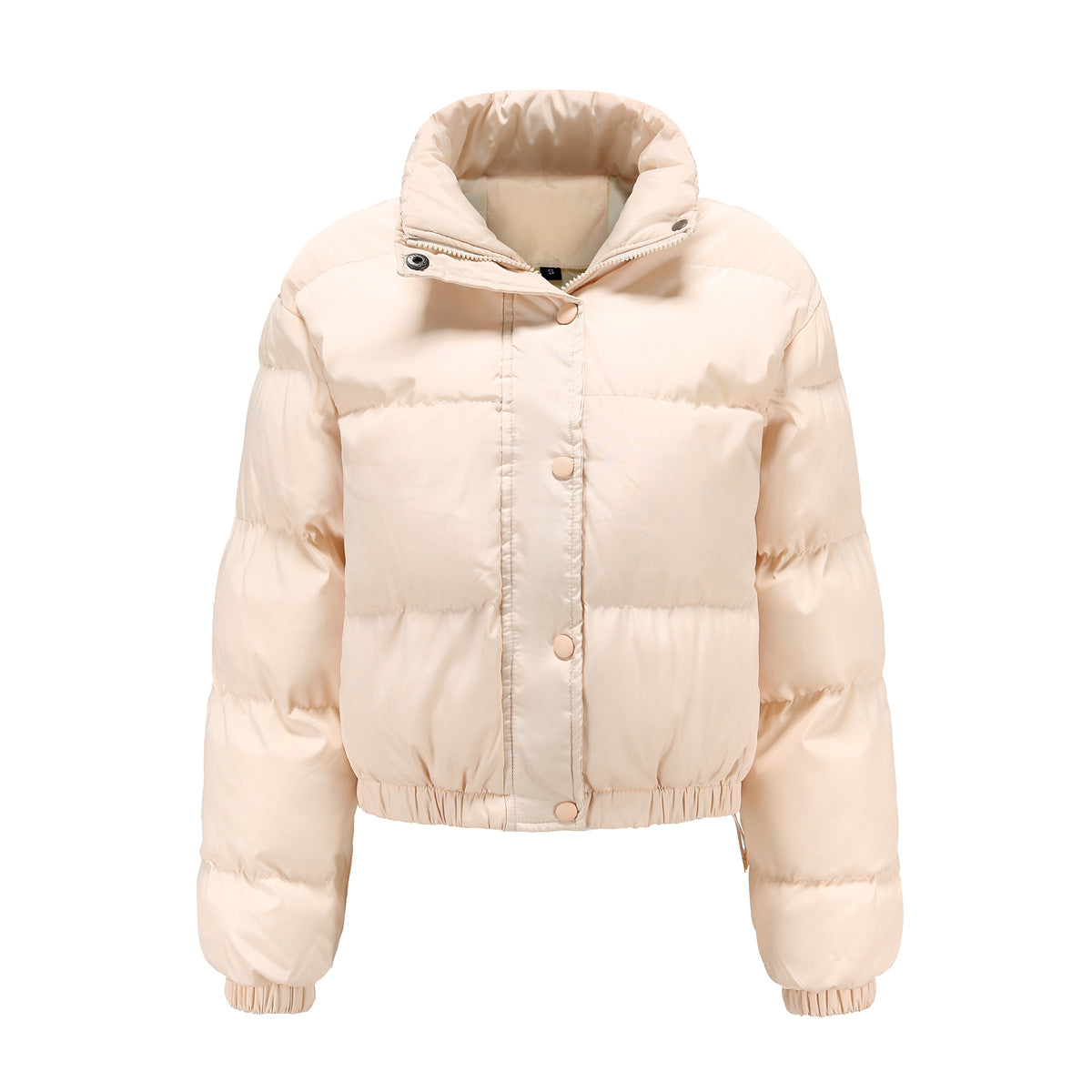 Long Sleeve High Collar Padded Jacket Khaki