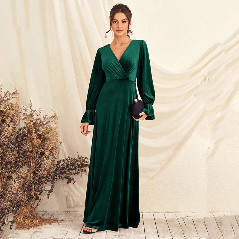 Cocktail Dress Chiffon V Neck Long Sleeve Multi