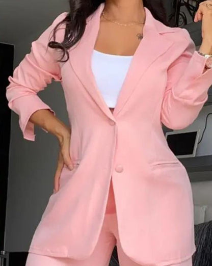 Clidress Chic Split Suit Blazer and Pants 2 Pieces Set