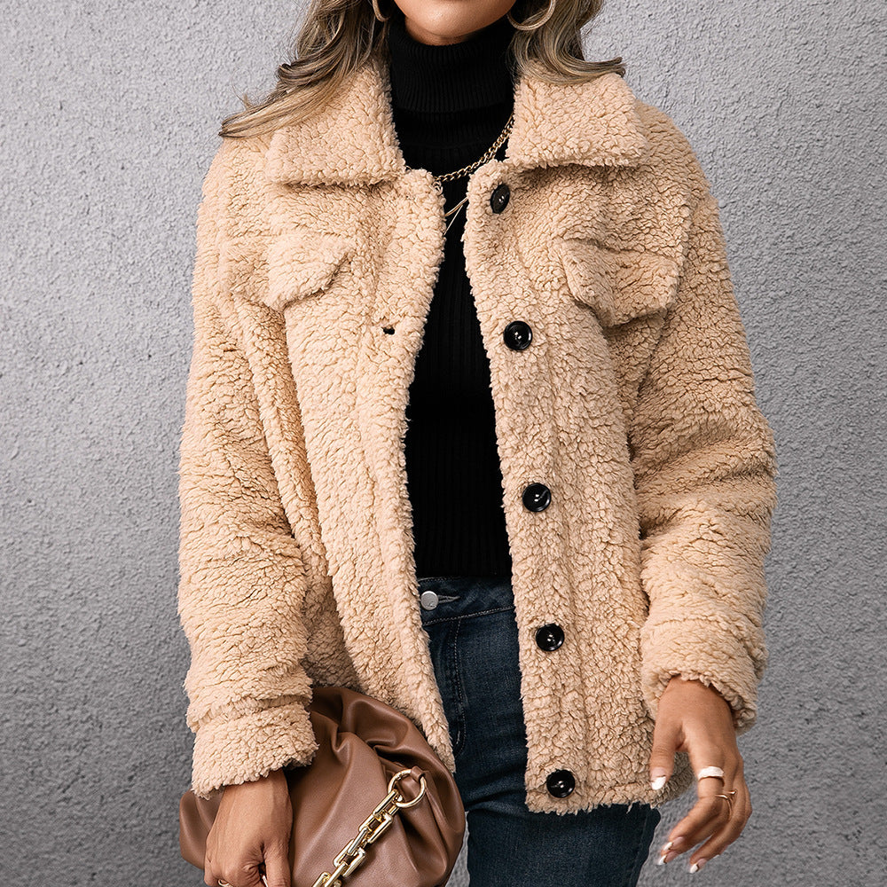Plush Lamb Wool Trench Coat Jacket