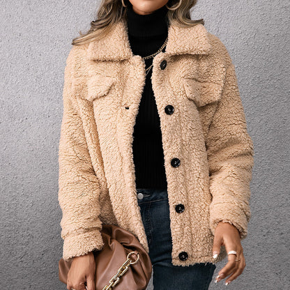 Plush Lamb Wool Trench Coat Jacket