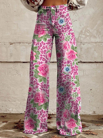 Clidress Vintage Wide Leg Denim Feel Pants