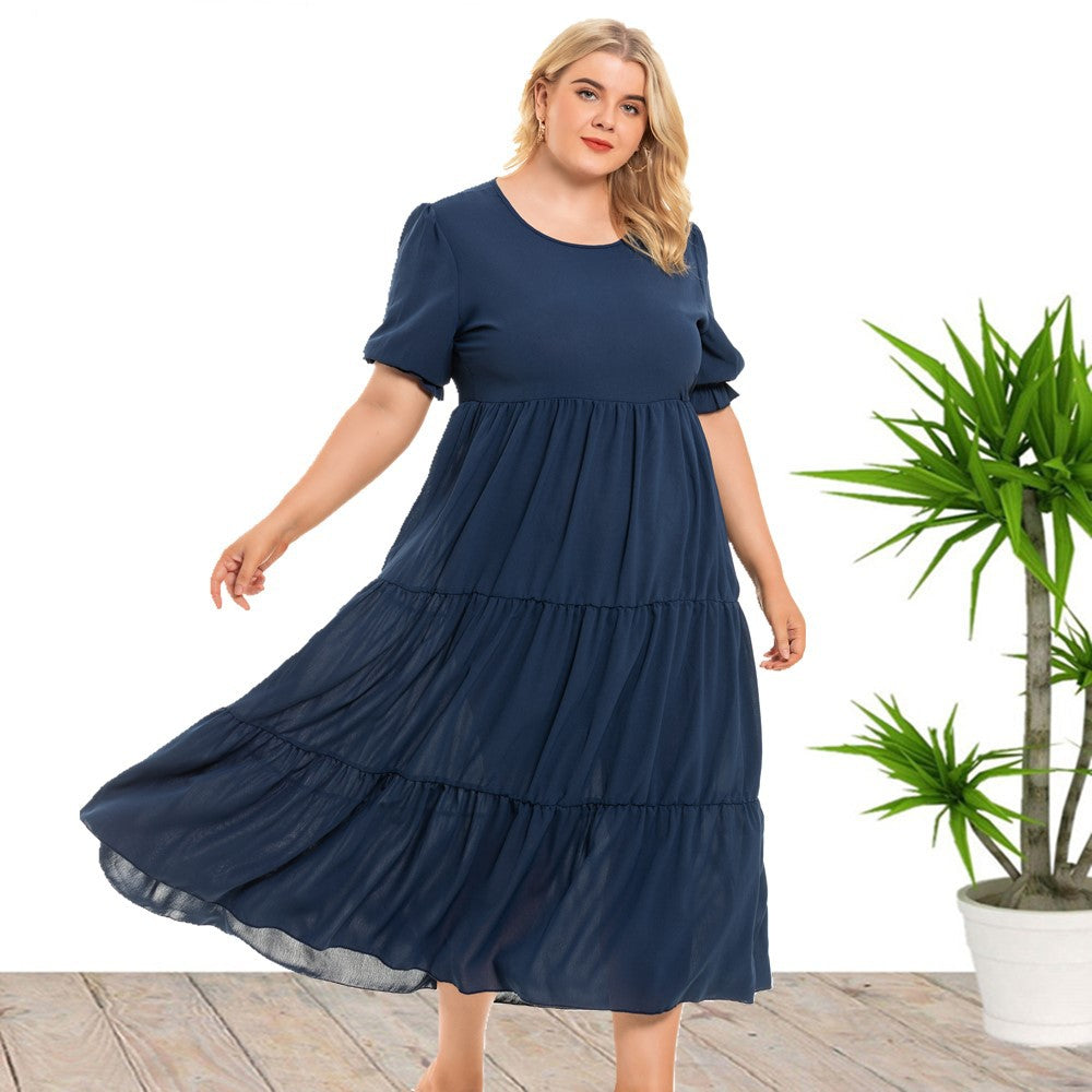 Round Neck Short Sleeve Day to Night Dress