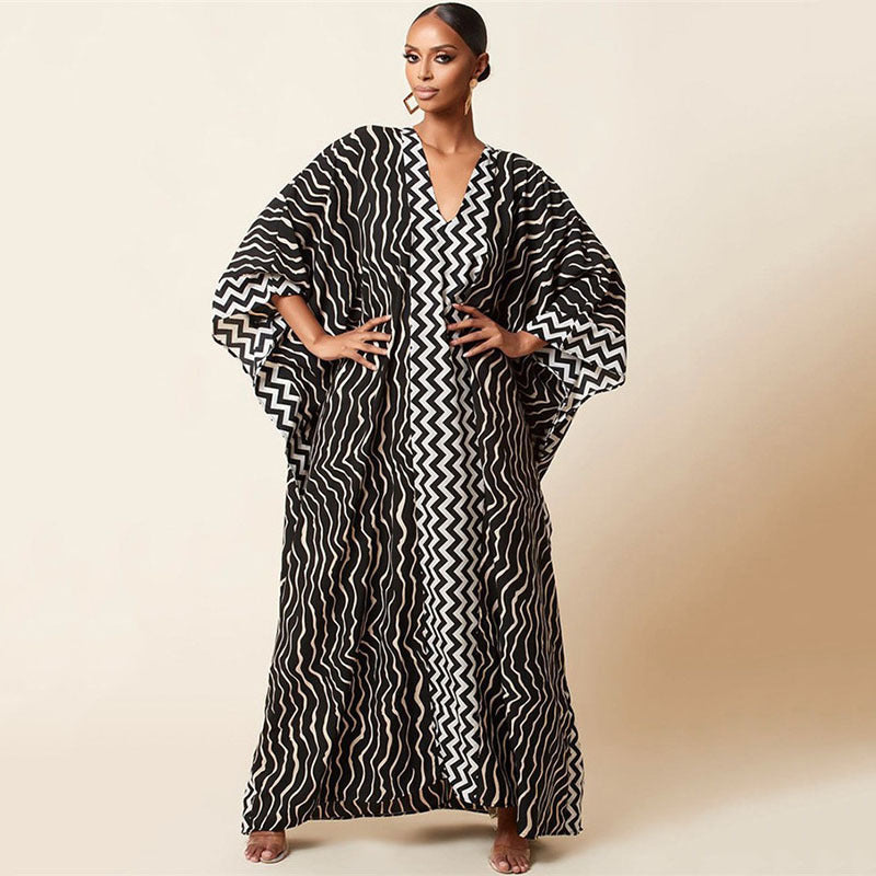 Zebra Print Beach Cover-up Oversized Size Length Gown Sun Protection Shirt Bikini Cover