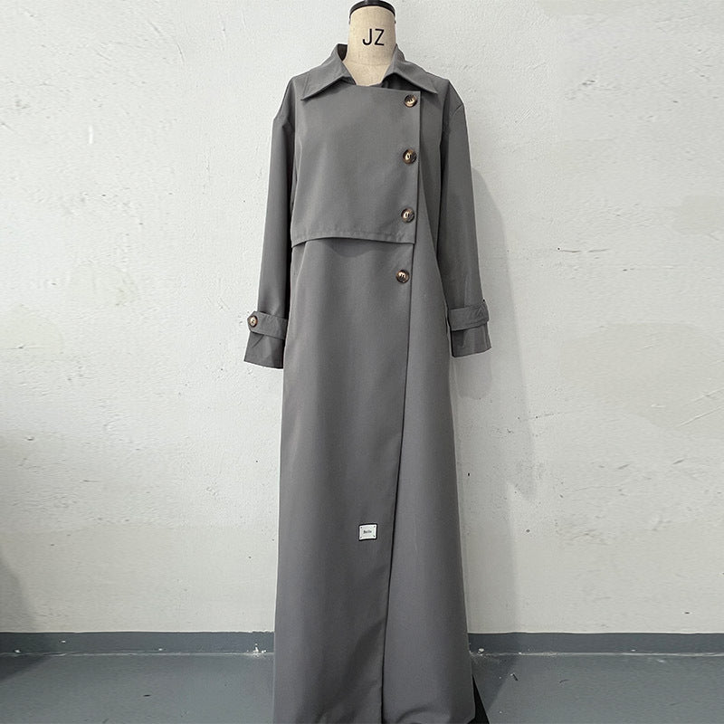 Retro Motorcycle Mid-Length Coat Dark Gray