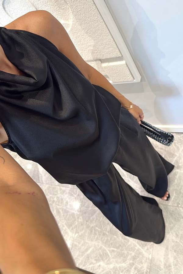 Clidress Satin Halter Top & Pants  Set