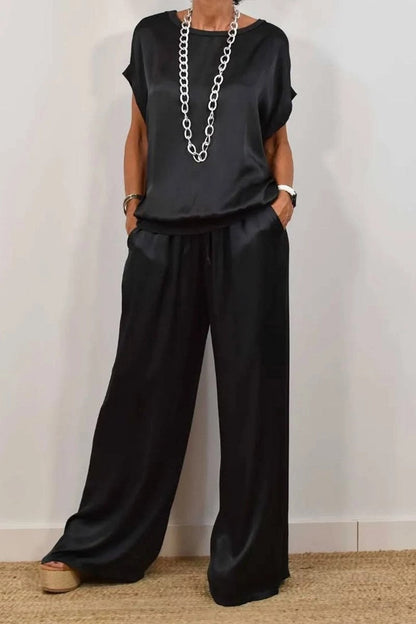 Clidress Silk Sleeveless Top & Pants 2 Pieces Set