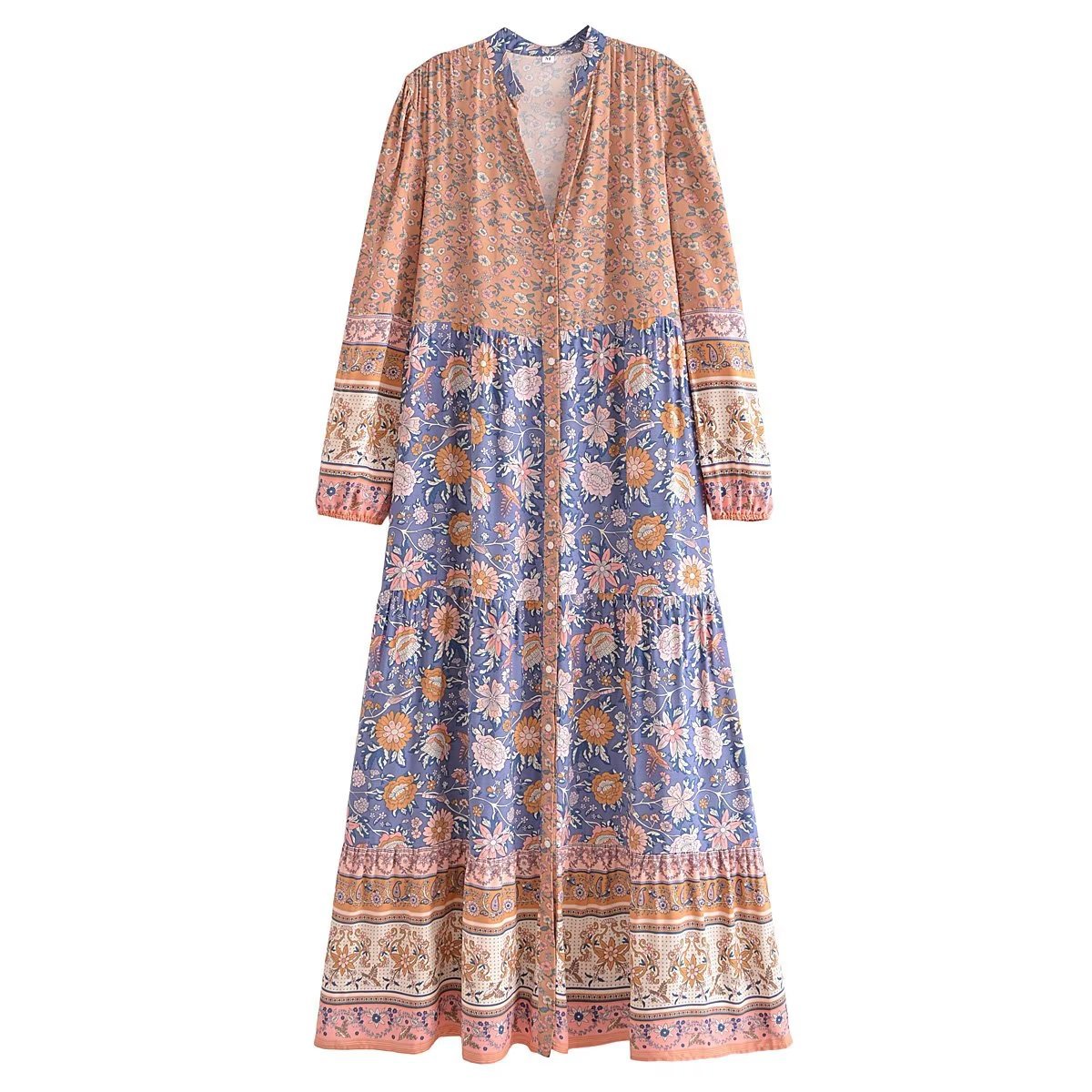 Kendra Floral V neck Maxi Khaki