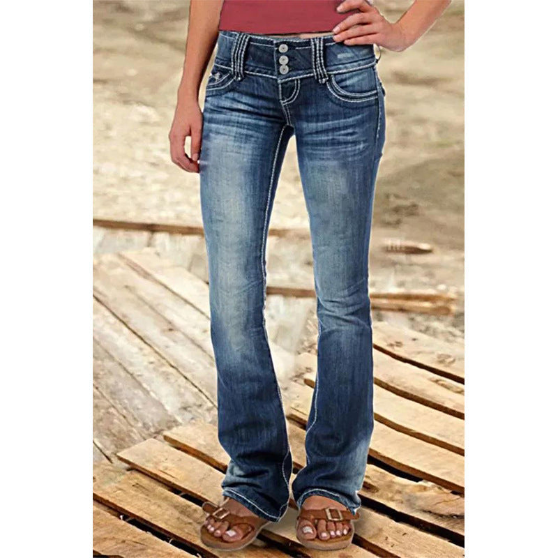 Billie Low Waist Ripped Jeans Navy Blue