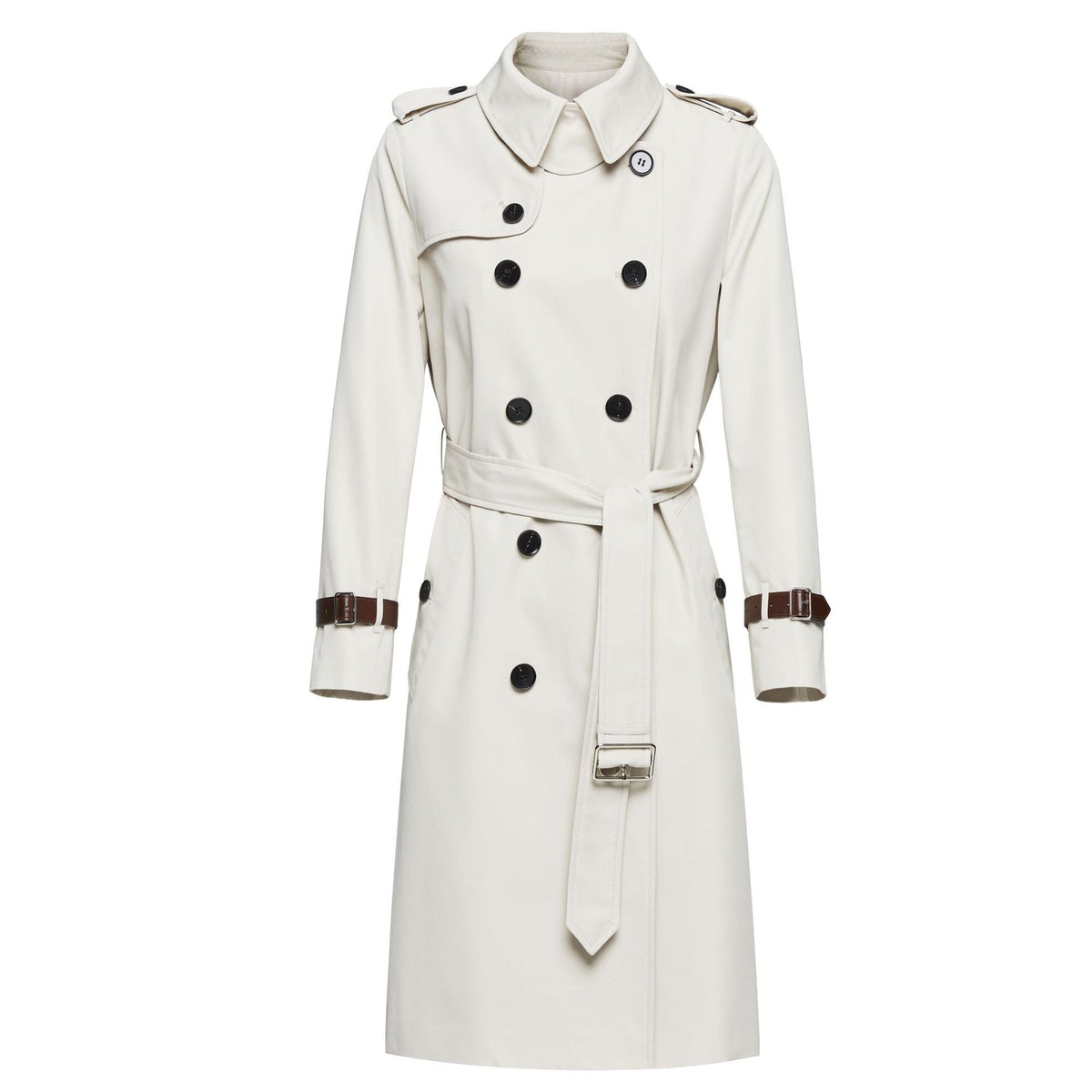 Khaki Slim Fit Trench Coat Stone White