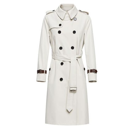 Khaki Slim Fit Trench Coat Stone White