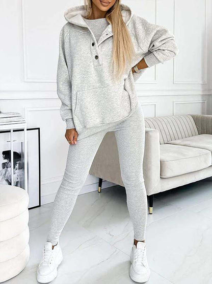 Clidress Solid Vest&Hoodie&Pants 3 Pieces Set(10 Colors)
