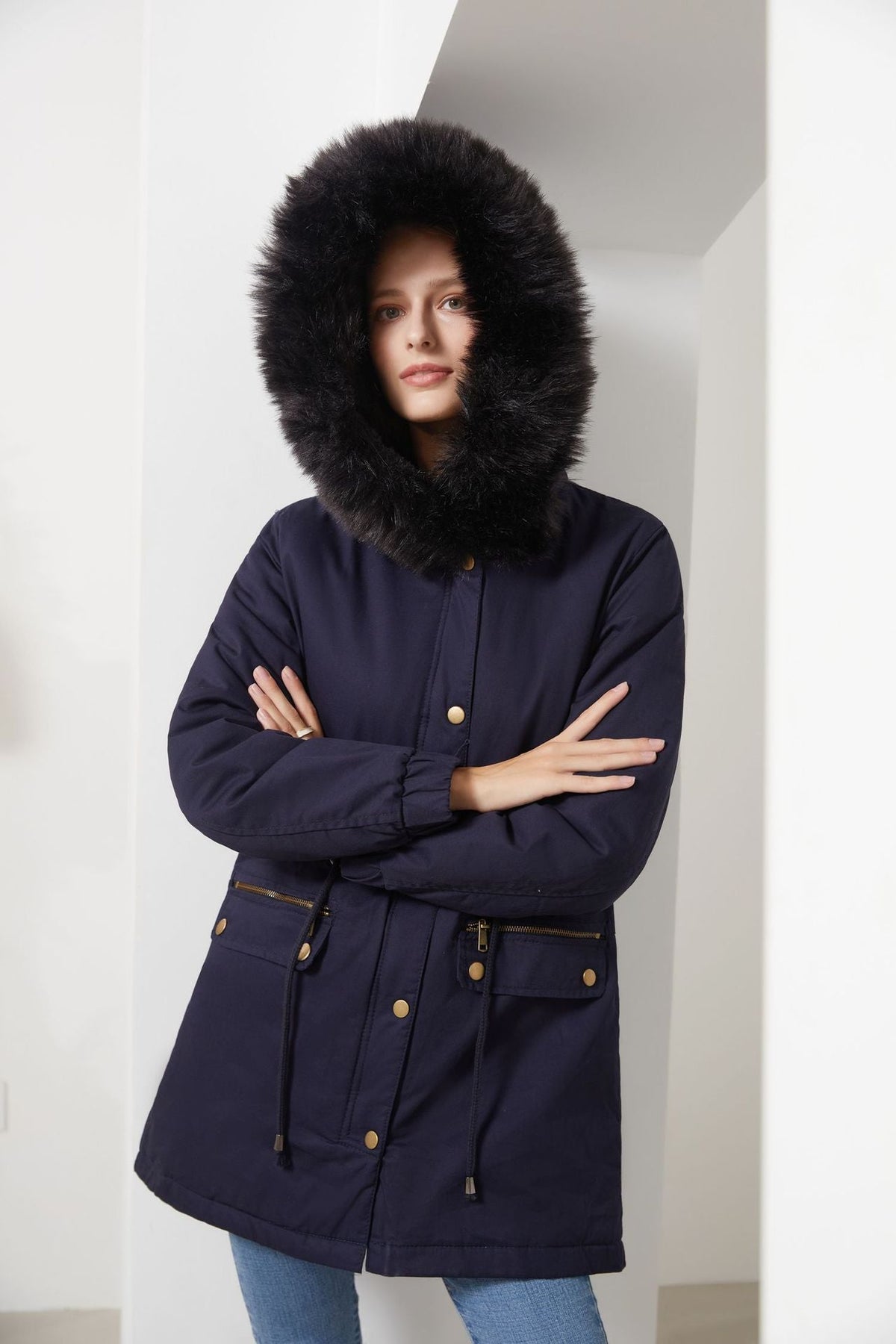 Fleece Lined Hooded Parka Jacket