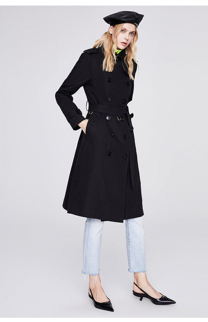 Solid Color Slim Fit Trench Coat
