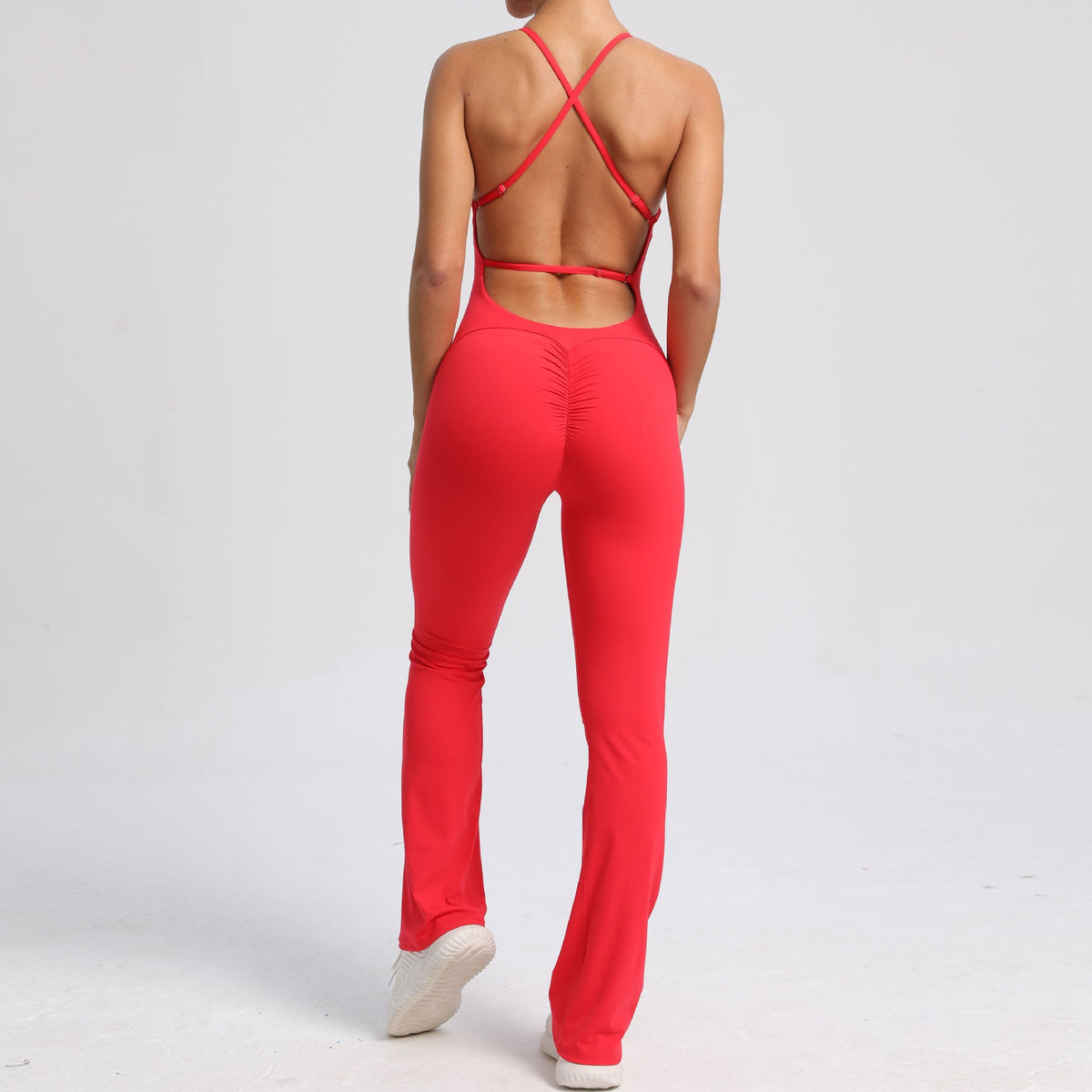 Open Back Sporty Jumpsuit Red