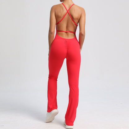 Open Back Sporty Jumpsuit Red