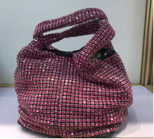Studded Rhinestone Messenger Bag Handbag One Size Coral Red