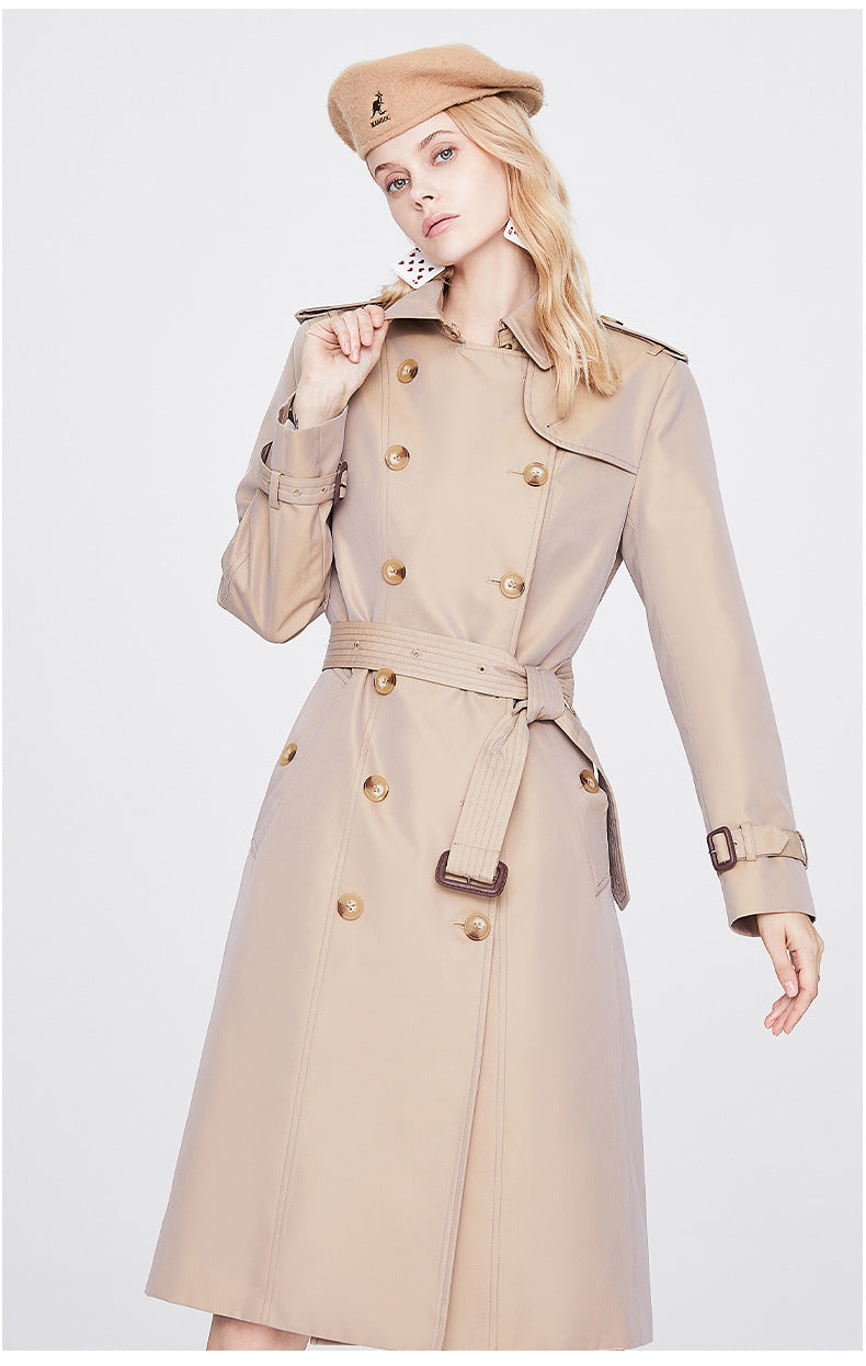Solid Color Slim Fit Trench Coat