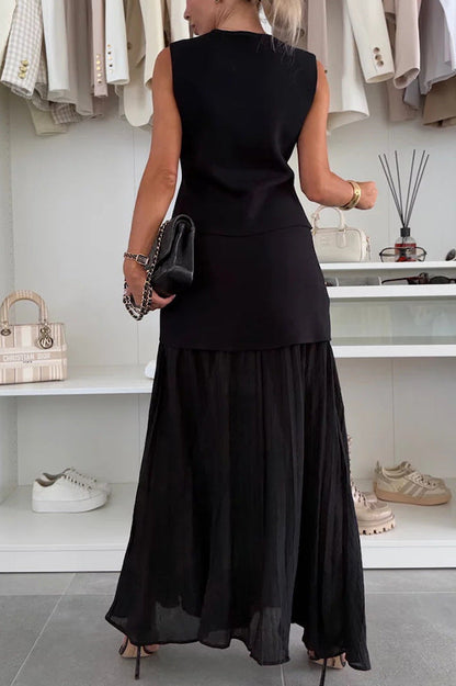 Clidress Fashion Vest & Chiffon Skirt Set
