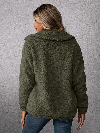 Plush Lamb Wool Trench Coat Jacket