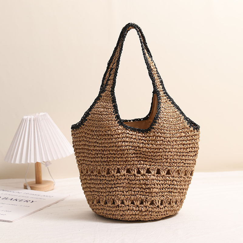 Large Capacity One Shoulder Straw Bag Casual