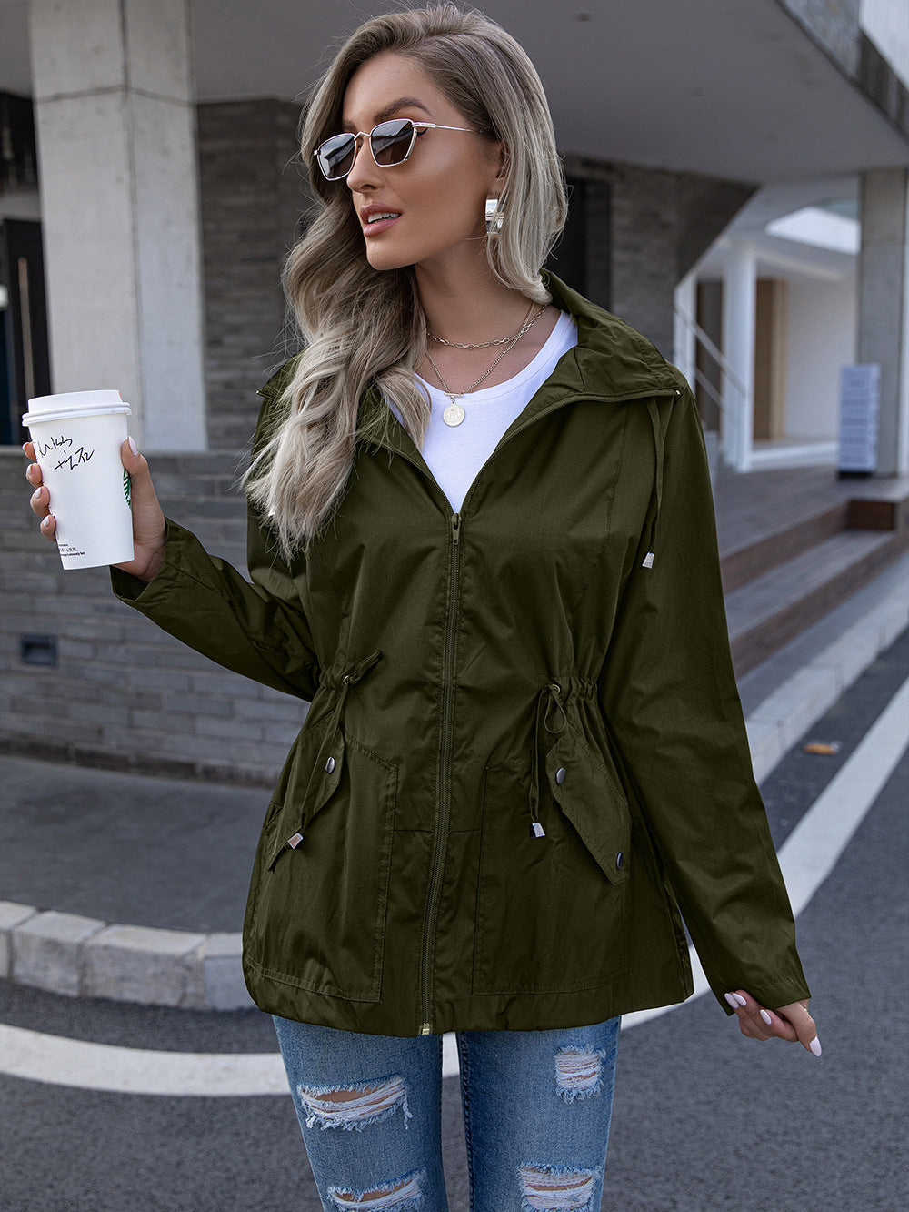 Mesh Breathable Rain Coat Hoodie